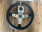 QSP 350mm 90mm leder zilver sportstuur autostuur stuur, Auto diversen, Tuning en Styling, Ophalen of Verzenden