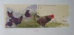 Exlibris / gel. grafiek M. Baeyens, kippen en haan, Antiek en Kunst, Verzenden