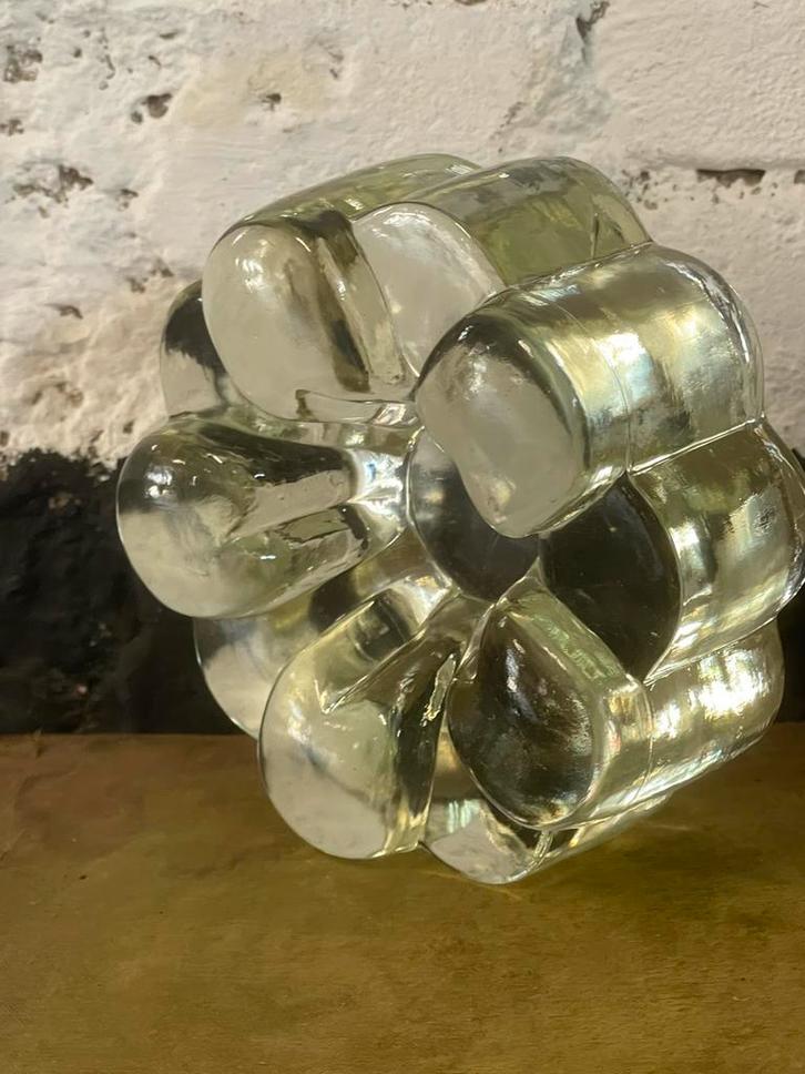 Vintage glazen theelicht zwaar exemplaar hekder glas, Huis en Inrichting, Woonaccessoires | Overige, Ophalen of Verzenden