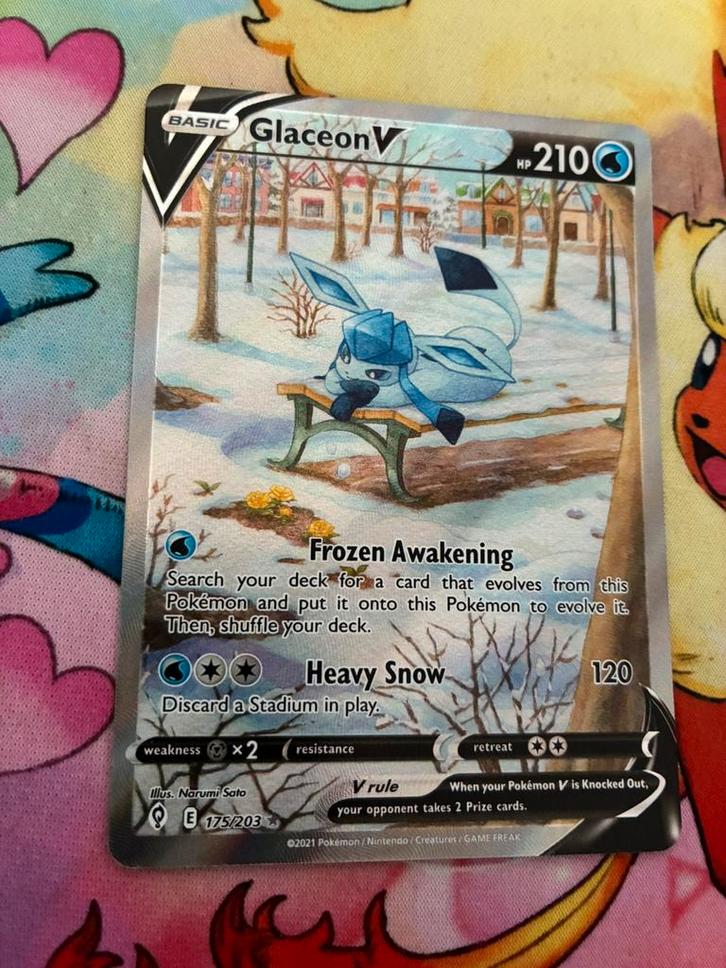 Glaceon V Alt Art Evolving Skies 175/203 NM/M, Hobby en Vrije tijd, Verzamelkaartspellen | Pokémon, Nieuw, Losse kaart, Ophalen