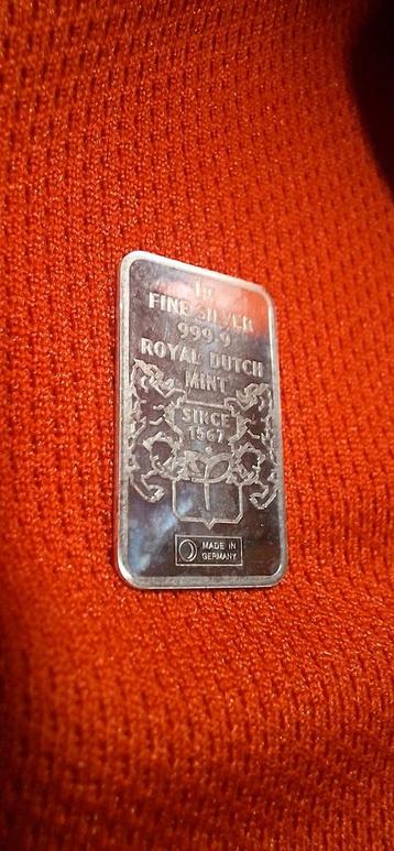 Royal dutch mint 1 Gram zilverbaar 999.9 beschikbaar voor biedingen