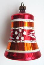 Oude Kerstbal: Kerstklok met klepel: Rood oranje witte bloem, Diversen, Ophalen of Verzenden