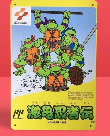 Teenage Mutant Ninja Turtles Famicom Nes Metalen Wandbord beschikbaar voor biedingen