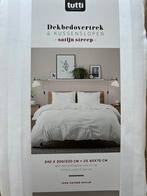 Dekbedovertrek off-white 220x240 katoen-satijn streep, Wit, Dekbedovertrek, Ophalen of Verzenden, Nieuw