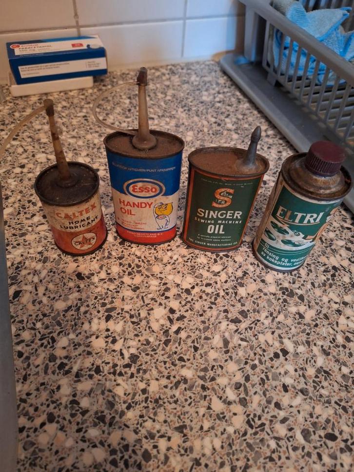 Vintage Oliekannen Set, Verzamelen, Blikken, Gebruikt, Overige, Overige merken, Ophalen of Verzenden