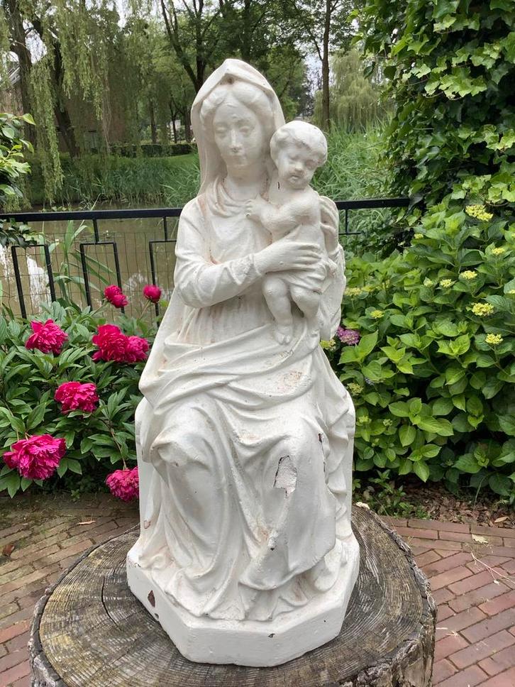Frans antiek brocante Maria beeld ❤️ Maria met kindje, Antiek en Kunst, Antiek | Religie, Ophalen of Verzenden