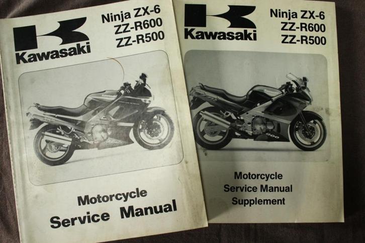 Kawasaki Ninja ZX-6 ZZ-R600 ZZ-R500 1990 1993 service manual, Motoren, Handleidingen en Instructieboekjes, Kawasaki, Ophalen of Verzenden