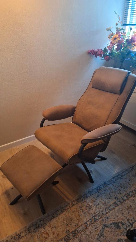 Relaxfauteuil met voetenbank - verstelbare rug, Huis en Inrichting, Fauteuils, Stof, 50 tot 75 cm, 75 tot 100 cm, Ophalen
