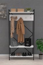 Industriële kapstok met schoenenrek- Wit/Zwart- Industrieel, Nieuw, Minder dan 100 cm, Metaal, Ophalen