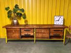 Vintage werkbank dressoir tv meubel, Huis en Inrichting, Kasten | Dressoirs, Ophalen, Gebruikt, 200 cm of meer, Metaal