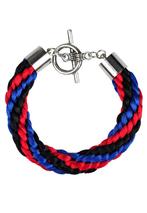 armband van rood, blauw en zwart met kapittelslotje,, Ophalen of Verzenden, Nieuw, Blauw