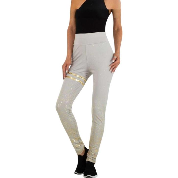 Legging grijs goud glitter S/M, Kleding | Dames, Leggings, Maillots en Panty's, Nieuw, Legging, Maat 36/38 (S), Grijs, Ophalen of Verzenden