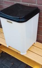 💐VINTAGE WASMAND LL BELGIUM WIT MET ZWARTE DEKSEL, Ophalen of Verzenden, Zo goed als nieuw, Wit