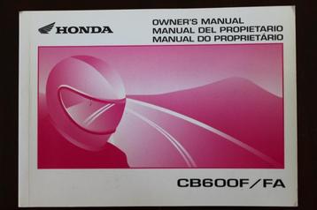 Honda CB600 F / FA 2007 motorcycle owner's manual CB600F beschikbaar voor biedingen