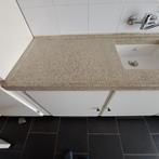 Terrazzo aanrechtblad jaren 60 met porseleinen spoelbak, Huis en Inrichting, Keuken | Keukenelementen, Ophalen, Crème, Gebruikt