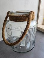 Grote glazen pot met touw., Ophalen of Verzenden, Zo goed als nieuw, Rond, Glas