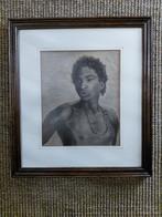 Portret van Braziliaanse jongen, houtskooltekening, Ophalen of Verzenden
