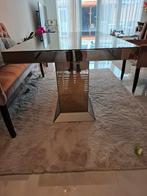 Glazen eettafel sephia, Ophalen, Gebruikt, 200 cm of meer, 50 tot 100 cm