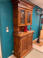 Antieke buffetkast met glas in lood, Antiek en Kunst, Antiek | Meubels | Kasten, Ophalen of Verzenden