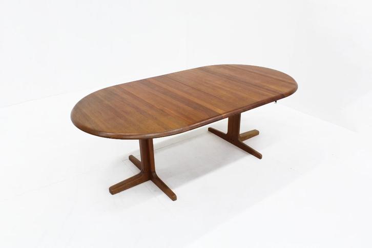 Vintage Deense ronde uitschuifbare eettafel tafel massief, Huis en Inrichting, Tafels | Eettafels, Zo goed als nieuw, 100 tot 150 cm