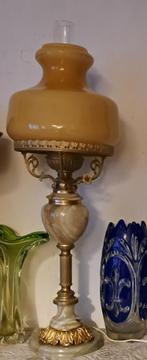 prachtige vintage Tafellamp, onyx ,marmer, messing, Antiek en Kunst, Ophalen