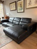 Goosens Zwart Lederen Loungebank - 325cm, Huis en Inrichting, Ophalen, 100 tot 125 cm, 300 cm of meer, Leer