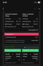 Retour vliegticket AMS-Malaga, Tickets en Kaartjes, Eén persoon, Vliegtuig, Met bestemming of datum