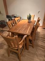 MOET WEG - eiken houten eet set: tafel en zes stoelen, Ophalen