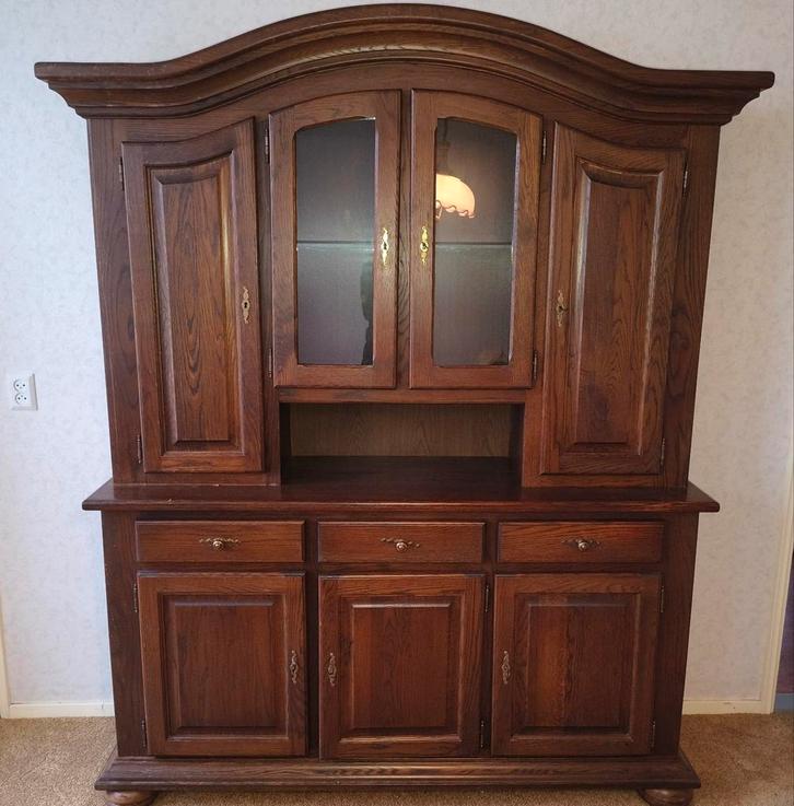 Mooie Eiken Servieskast, Huis en Inrichting, Kasten | Buffetkasten, Gebruikt, 150 tot 200 cm, 150 tot 200 cm, 25 tot 50 cm, Met lade(s)