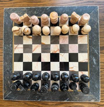 Uniek & Vintage handgemaakt Marmeren/Onyx Schaakspel beschikbaar voor biedingen