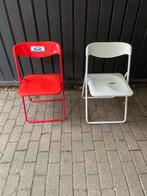 Inklapbare stoeltjes - Rood & Wit, Huis en Inrichting, Stoelen, Gebruikt, Twee, Ophalen of Verzenden, Metaal