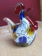 Murano glas haan rood blauw wit geel zwart, Verzenden