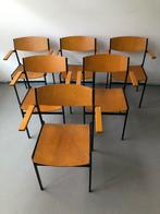 4 6 of 13 Gijs van der sluis stapelbare retro design stoelen, Huis en Inrichting, Stoelen, Ophalen, Gebruikt, Zwart, Retro vintage dutch design