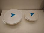 Set van 2 witte bakjes voor de magnetron., Huis en Inrichting, Ophalen of Verzenden, Zo goed als nieuw, Wit, Schaal