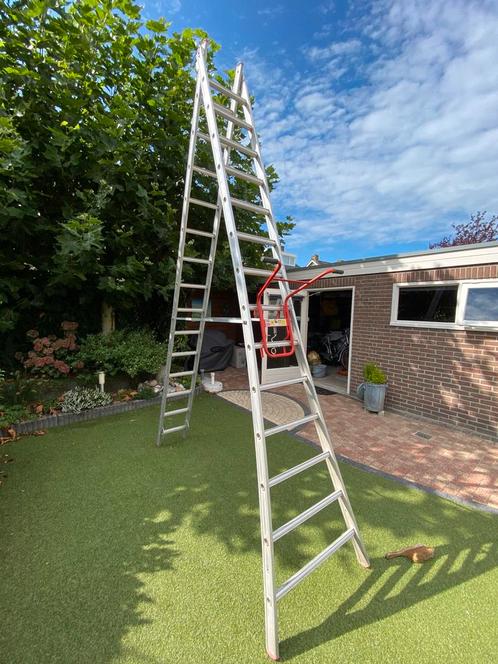 Professioneel Aluminium opsteekladder ladder 2x14 sports, Doe-het-zelf en Verbouw, Ladders en Trappen, Gebruikt, Ladder, 4 meter of meer