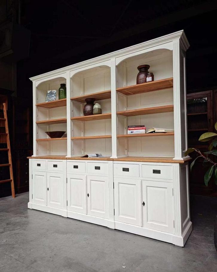 Prachtige brede boekenkast | Witte bibliotheekkast #2344, Huis en Inrichting, Kasten | Boekenkasten, Gebruikt, 200 cm of meer
