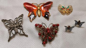 Vlinder sieraden 3x broche 1x oorbellen 1x hanger - set beschikbaar voor biedingen