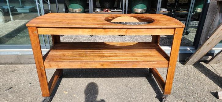 Big Green Egg Acacia Eucalyptus tafel BBQ tafel, Tuin en Terras, Buitenkeukens, Zo goed als nieuw, Houtskool, Inbouw, Vrijstaand