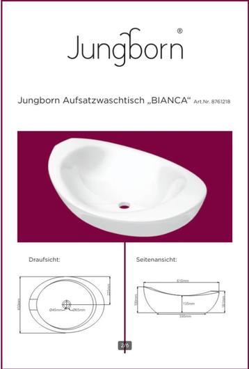 jungborn wasbak 60x44x20 cm (nieuw) beschikbaar voor biedingen