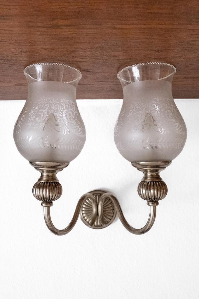 Vintage Franse Wandlamp, Huis en Inrichting, Lampen | Wandlampen, Gebruikt, Glas, Metaal, Ophalen