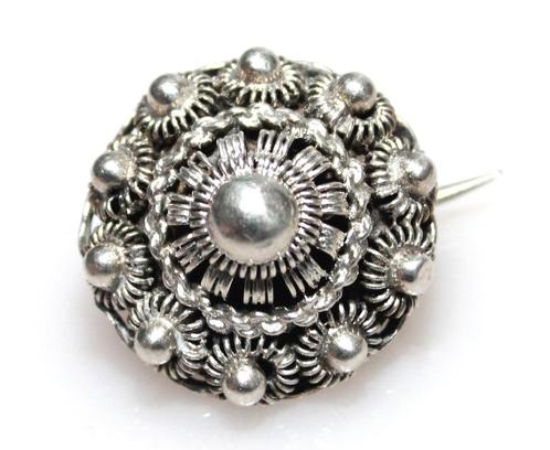 Schitterende Antieke Zilveren Zeeuwse Knop Broche 2.3 CM, Sieraden, Tassen en Uiterlijk, Antieke sieraden, Broche, Zilver, Verzenden