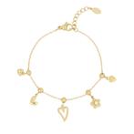 Yehwang Stalen Bedel Armband Dames Goud Hearts & Flowers, Verzenden, Nieuw, Goud, Staal