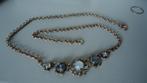 vintage goud kleurige ketting met stenen, Overige materialen, Ophalen of Verzenden, Zo goed als nieuw, Met kristal