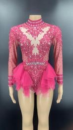 Donker roze dames glitter bodysuit jumpsuit festival romper, Maat 38/40 (M), Verzenden, Nieuw, Overige thema's