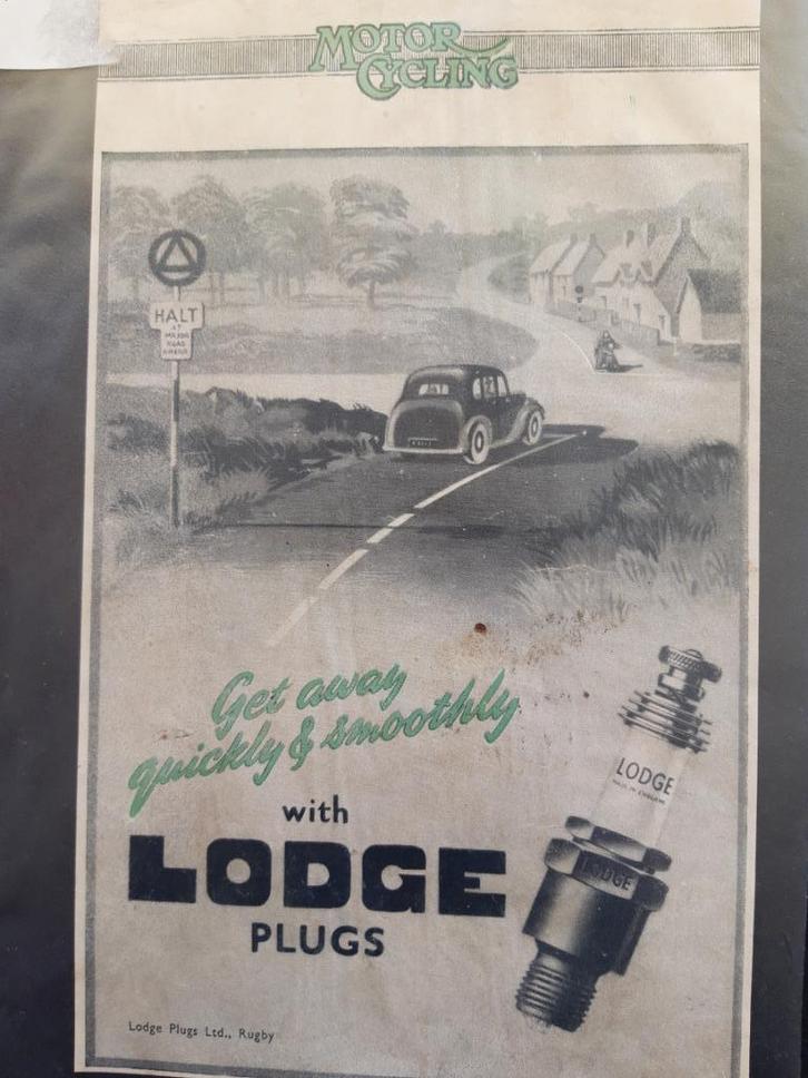 originele advertentie uit 1947 - LODGE plugs - bougies, Verzamelen, Merken en Reclamevoorwerpen, Gebruikt, Overige typen, Ophalen of Verzenden