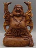 Handgesneden houten Happy Buddha beeld 15 cm Indonesië, N.v.t. (recycle), N.v.t. (recycle), Ophalen of Verzenden, Zo goed als nieuw