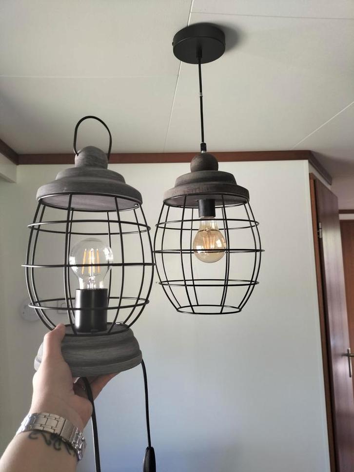 2 industriële lampen, Huis en Inrichting, Lampen | Hanglampen, Zo goed als nieuw, Minder dan 50 cm, Ophalen of Verzenden