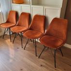 Kick kuipstoel oranje velvet stoelen 4 stuks, Vier, Stof, Zo goed als nieuw, Ophalen