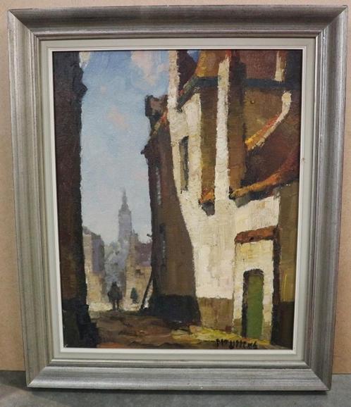 Piet Lippens, wandelaar in een Gents steegje, Antiek en Kunst, Kunst | Schilderijen | Klassiek, Ophalen of Verzenden