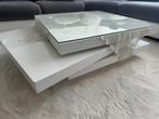 Salontafel hoogglans wit draaibaar incl glasplaat, 50 tot 100 cm, Minder dan 50 cm, 100 tot 150 cm, Ophalen of Verzenden